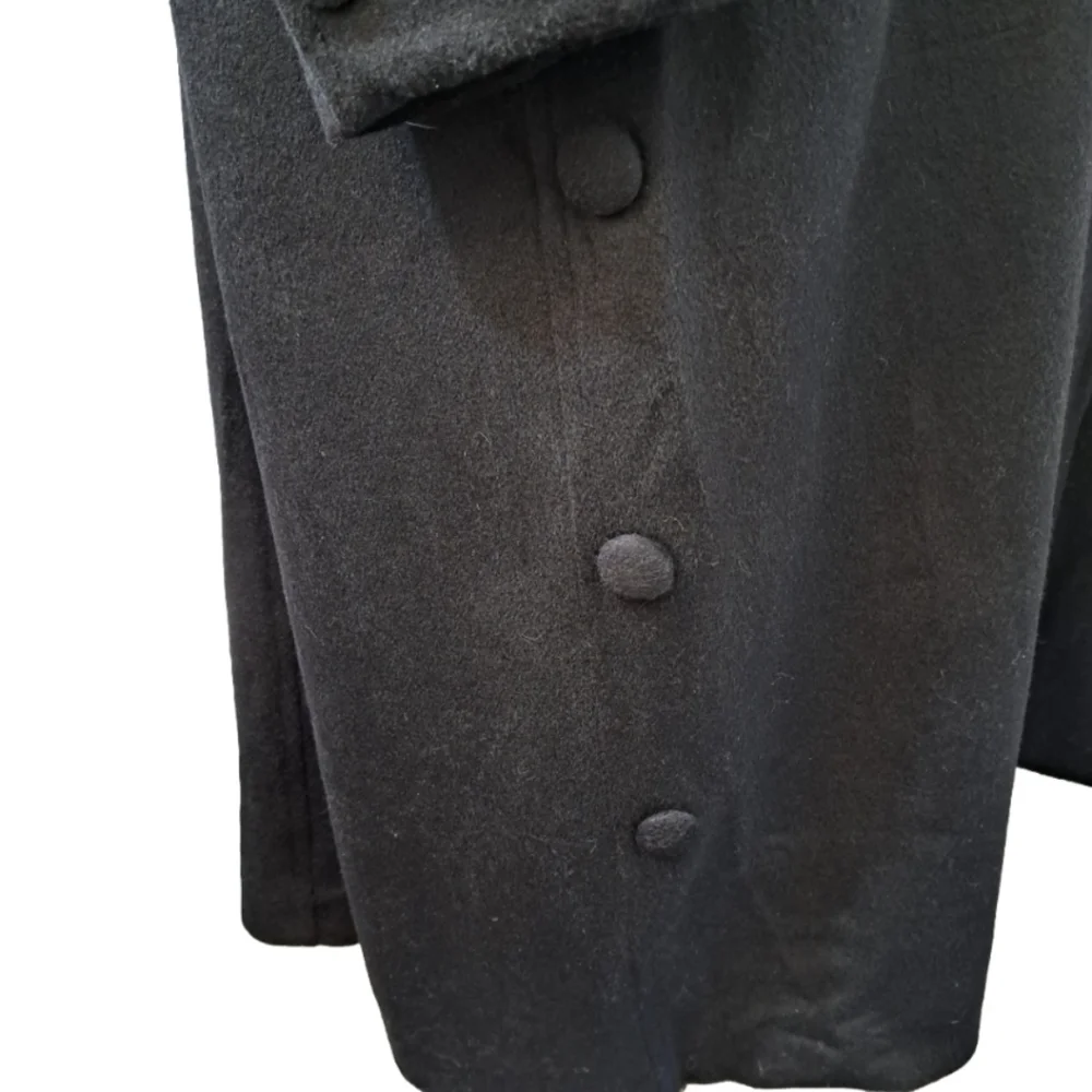 Gallery Woman 𝅺Black Long-Sleeve Fox-Trim Wool Coat for Women